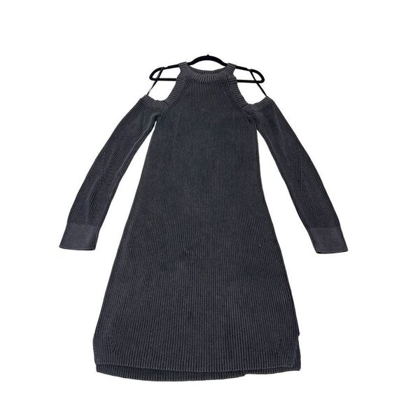 Rag & Bone Jean Womens Ribbed Knit Dana Cold Shoulder Sweater Dress Black Medium - Picture 1 of 7